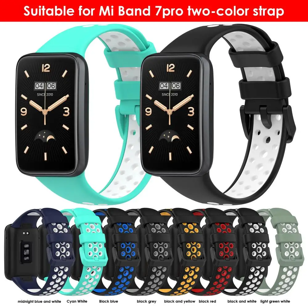 

Tpu Sports Strap Thickened Two-color Replacement Wristband Smart Watch Silicone Strap For Xiaomi Mi Band 7pro Sweat-proof