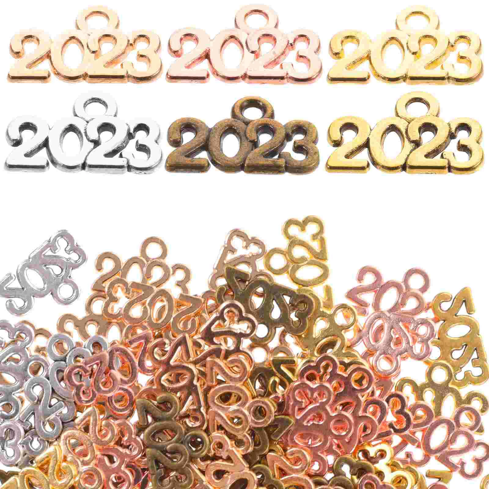 

100 Pcs 2023 Pendant Pendants Charms Jewelry Accessory Number Earrings Accessories Keychain Alloy Necklace Making Dainty