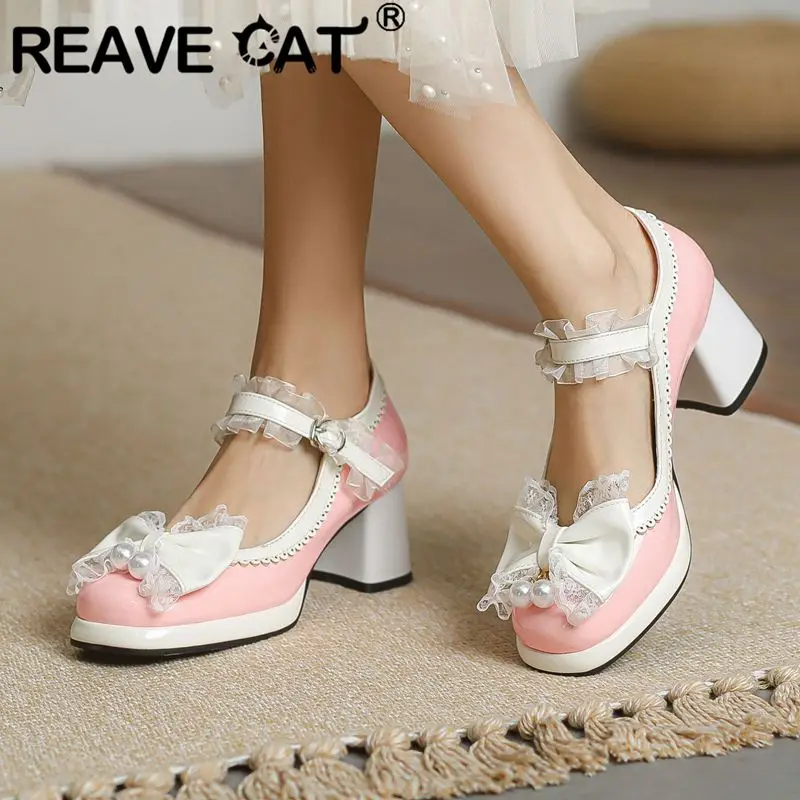 Туфли-лодочки REAVE CAT Лолита Мэри Джейн туфли-лодочки с квадратным носком на