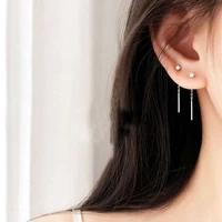 women minimalism ear line jewelry gift silver needle block long tassel bar drop earrings for dangle earring geometric