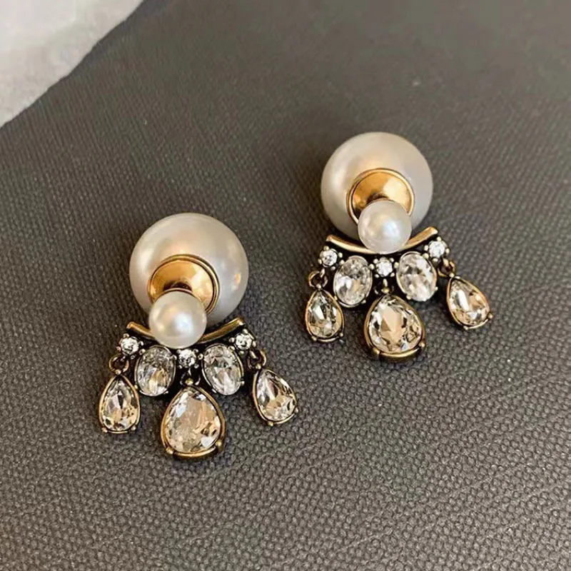 

Женские серьги-гвоздики с жемчугом, серьги золотого цвета с кристаллами в винтажном стиле, ювелирные изделия с бриллиантами, аксессуары в подарок, Y2K, 2023