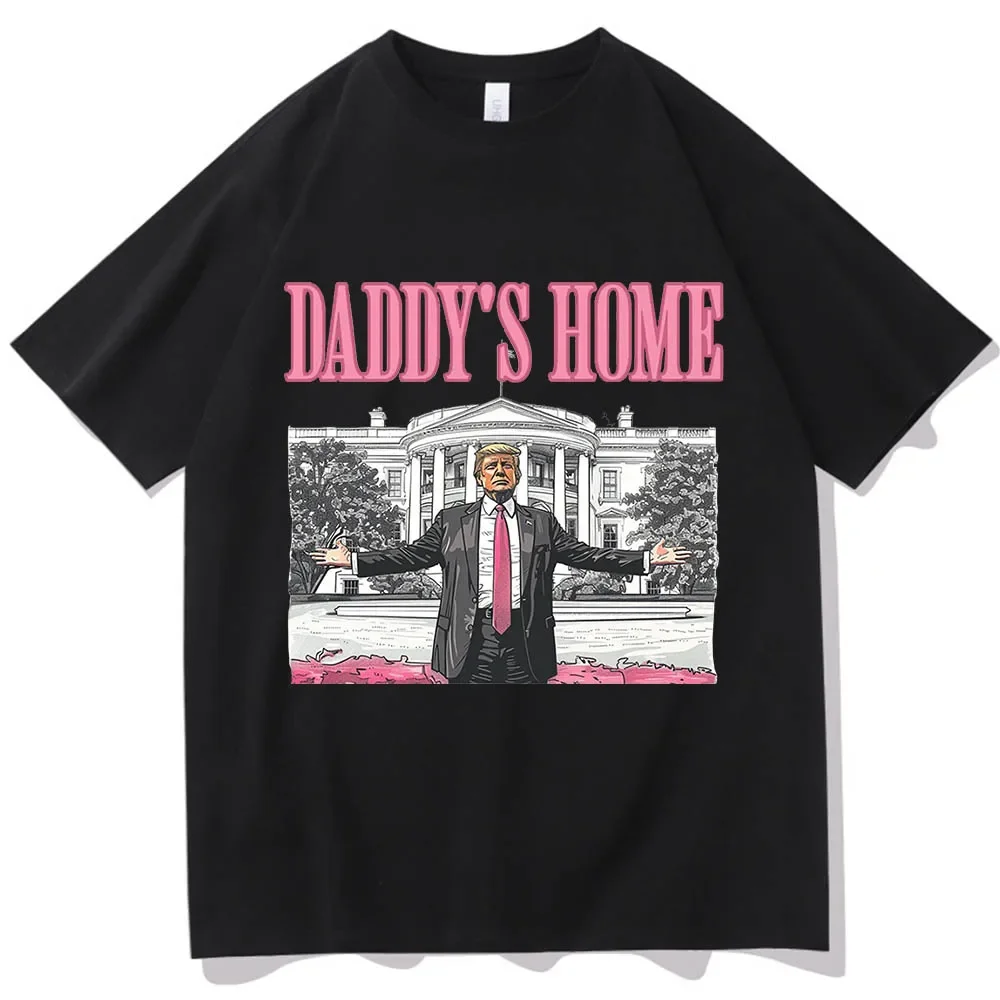 Daddy's Home Trump For President 2024 рубашки с короткими рукавами и круглым вырезом подарок MAGA