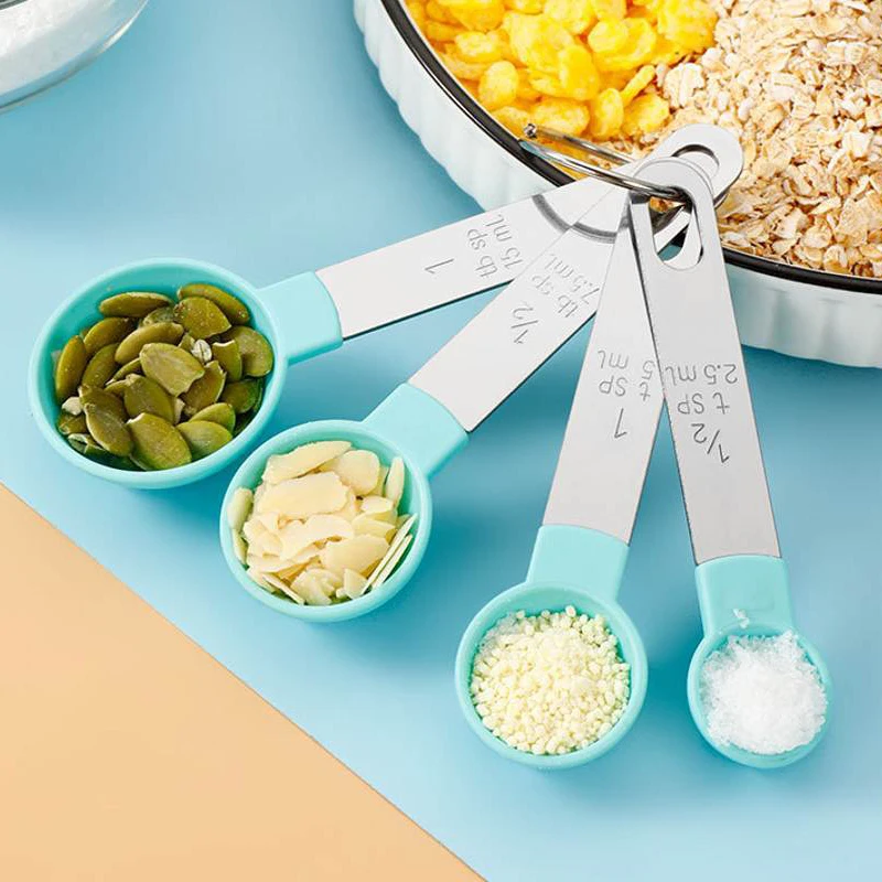

4Pcs Multi Purpose Spoons/Cup Measuring Tools measuring cup PP and 403 Stainless Steel Handle Baking Accessories Kitchen Gadget