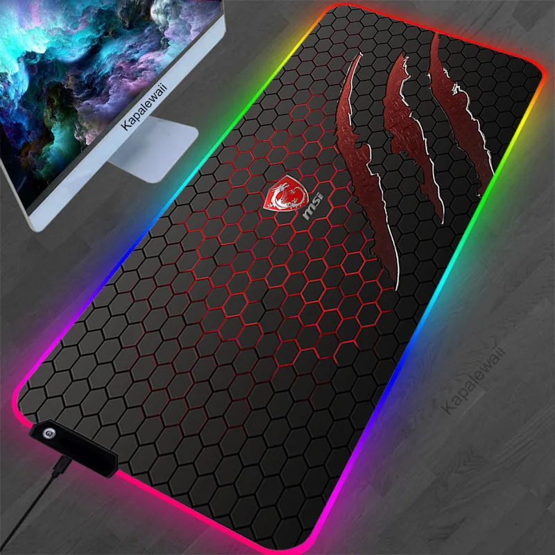

MSI RGB коврик для мышки с аниме большой кавайный игровой аксессуар ПК геймерский Настольный коврик для клавиатуры Varmilo большой XL коврик для мы...