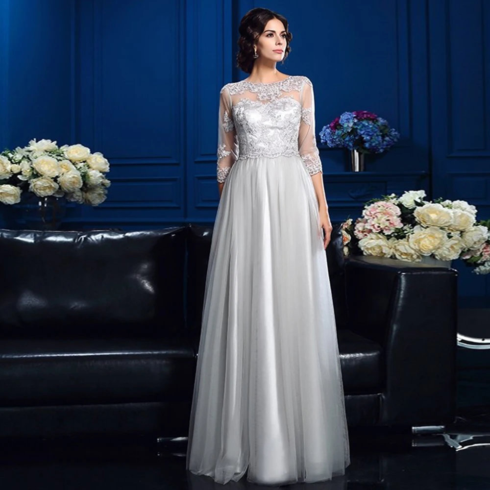 

Mother of the Bride Dresses A Line Jewel Neckline Floor Length Wedding Guest Gown Applique Elegant Vestidos De Fiesta Para Bodas