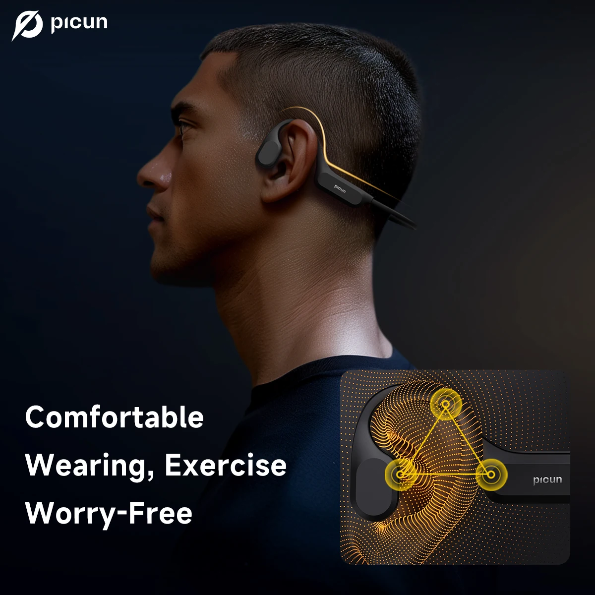 Фото Picun T2 Наушники с костной проводимостью IPX8 32 ГБ Bluetooth 5,4 Беспроводная гарнитура Hands-free с микрофоном Водонепроницаемые наушники для плавания и верховой езды №4
