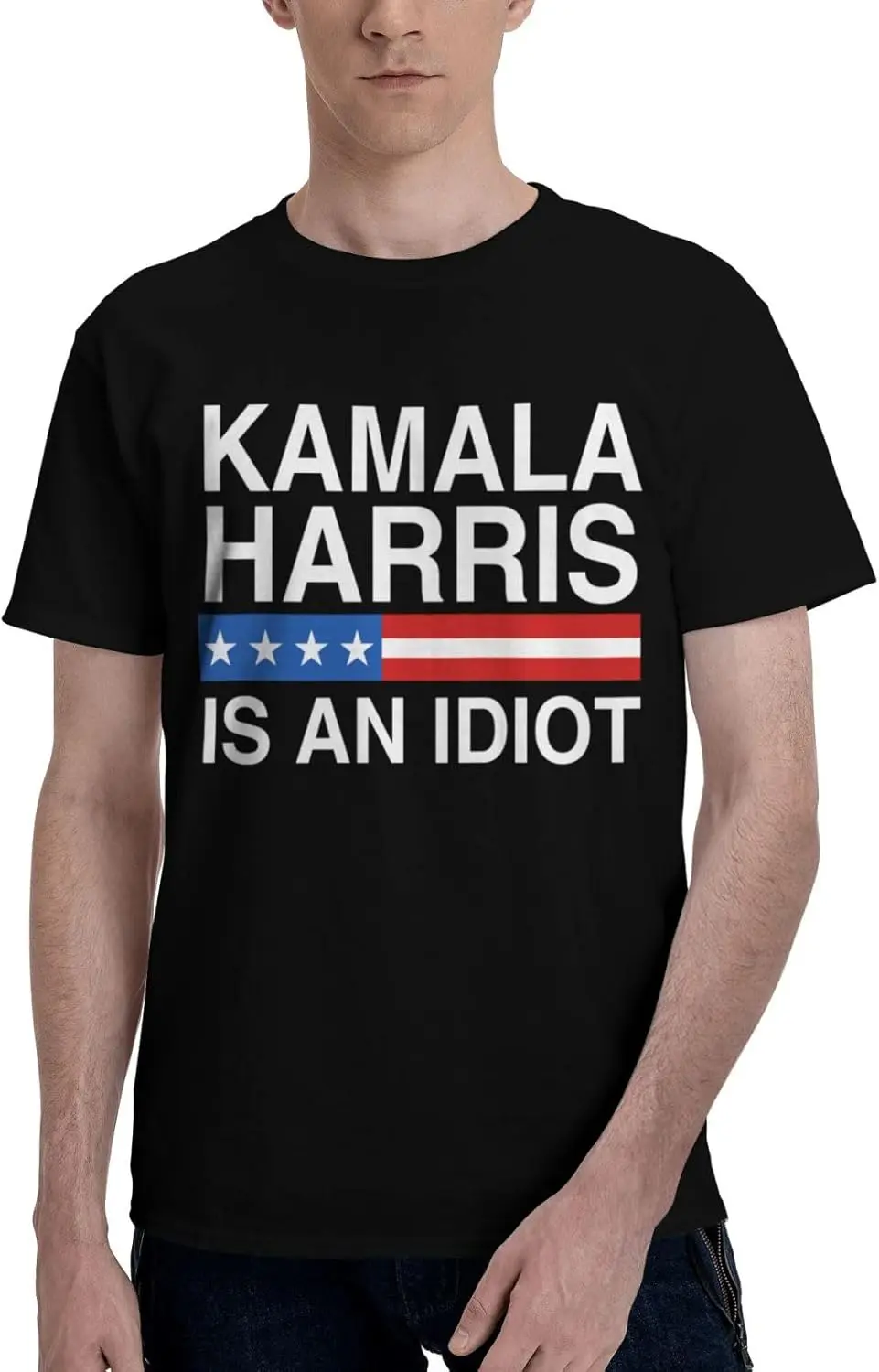 Kamala Harris is an Idiot F K Men's T-Shirt Classic Short Sleeve Tees Cotton Shirt