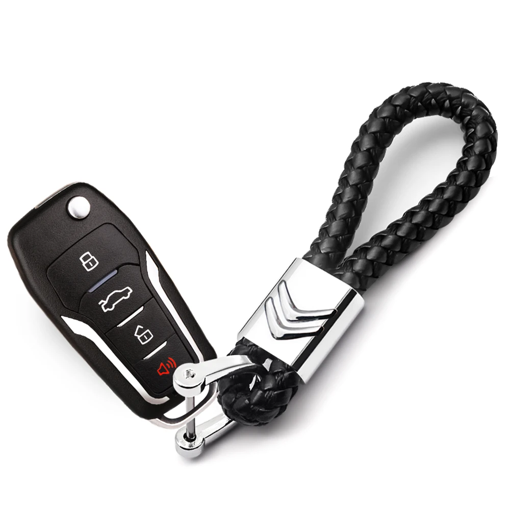 

Car Leather Rope Keychain Hand Woven Keyring Car Gift For Citroens C1 C3 C4 C5 C6 C-ELYSEE VTS Picasso Cross Cactus C4L DS3 DS5