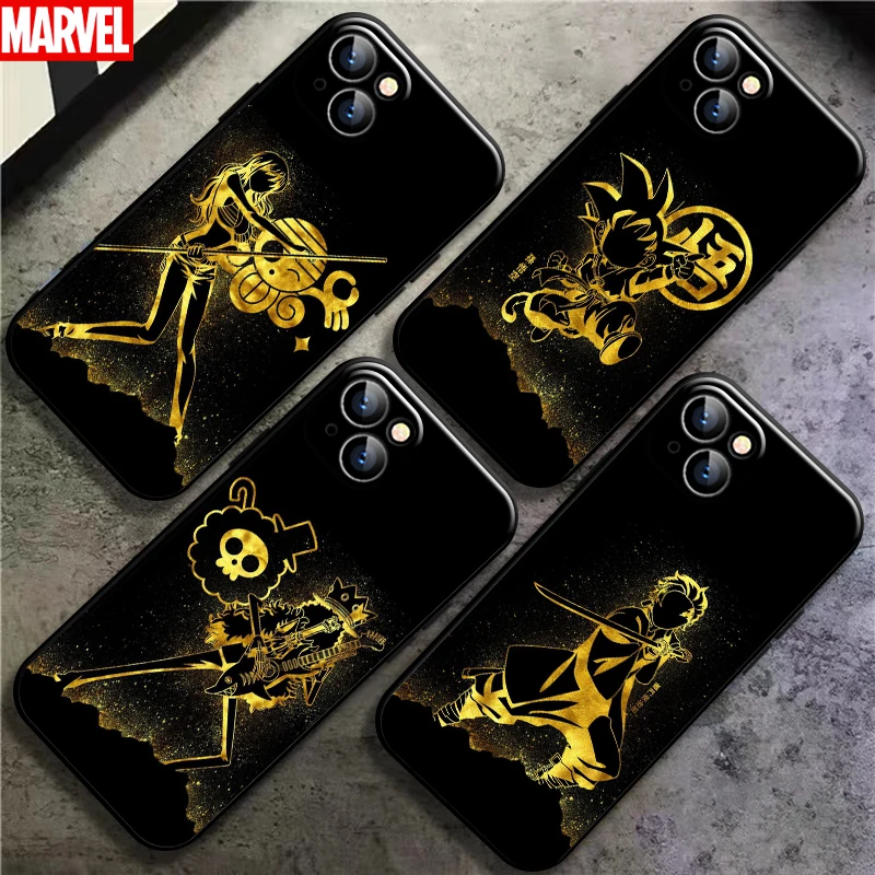 

Anime One Piece Dragon Ball For Apple iPhone 13 12 11 Pro Mini X XR XS Max SE 6 6S 7 8 Plus Phone Case Soft TPU Carcasa Black