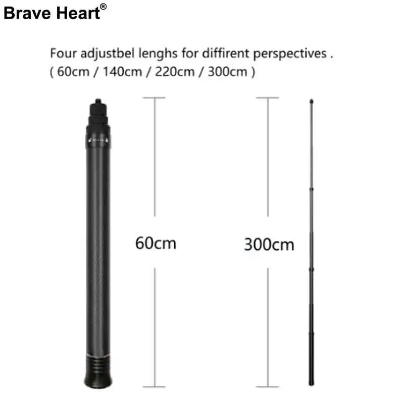 Ультрадлинный Невидимый монопод 3m из углеродного волокна селфи-Палка для Insta360 ONE