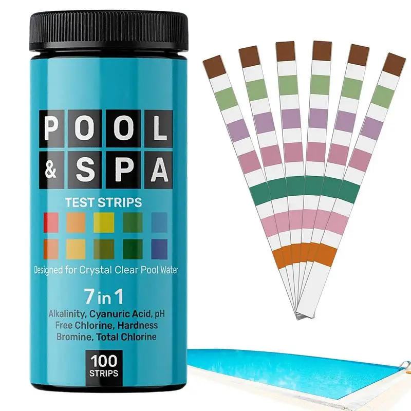 

Hot Tub Test Strips Salt Water Pool Testing Kit 100 Strips Water Hardness Test Kit High Accuracy PH Tester For Chlorine Salt PH