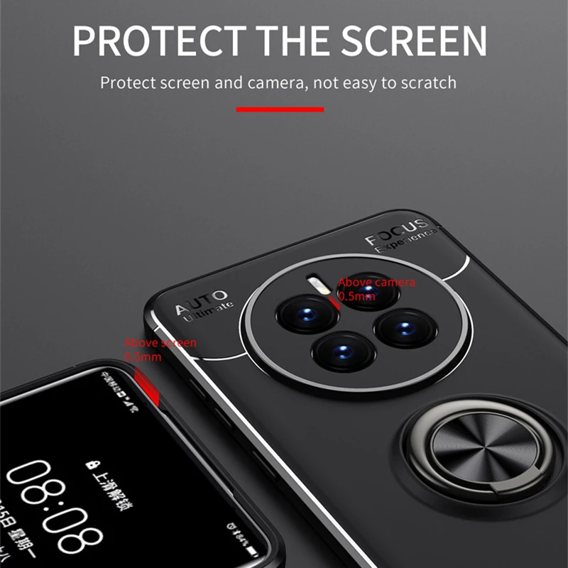 For Huawei Mate 50 Case Cover Huawei Mate 50 Pro Capas New Phone Back Bumper TPU Soft Ring Magnetic Holder Fundas Huawei Mate 50