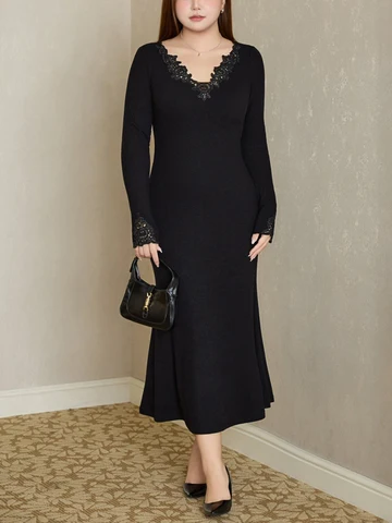 Женское вязаное платье-русалка  Plus Size