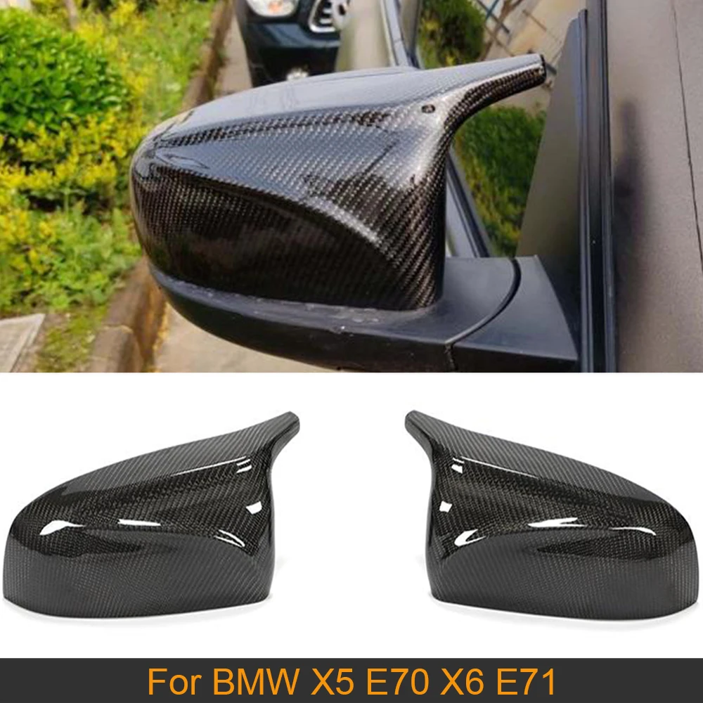 

Чехлы из углеродного волокна и глянцевого черного цвета для зеркал заднего вида, крышка для BMW X5 E70 07-13 X6 E71 08-14, чехлы на боковые зеркала автом...