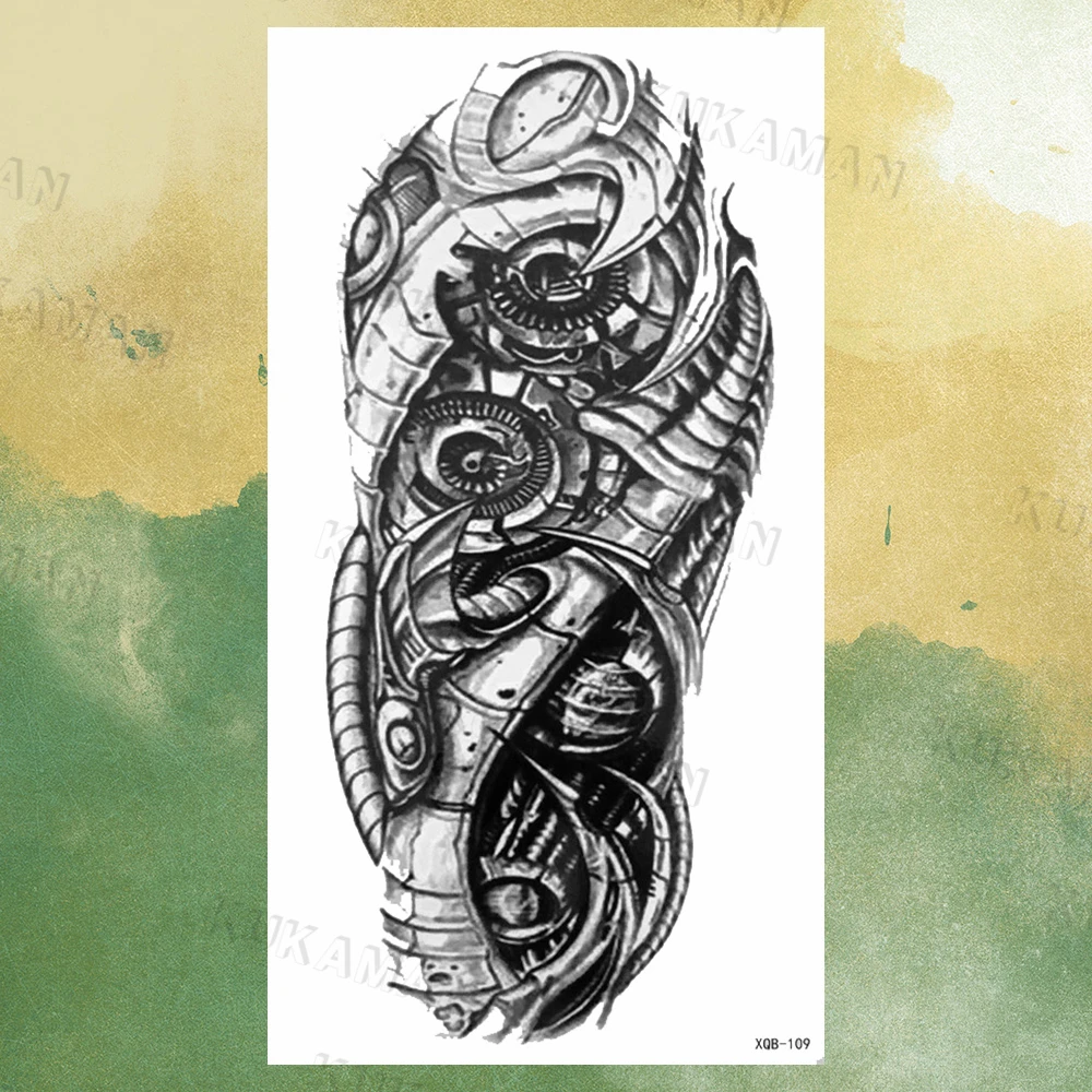 Временные татуировки для мужчин женщин черный скелет Лев слон роботизированная