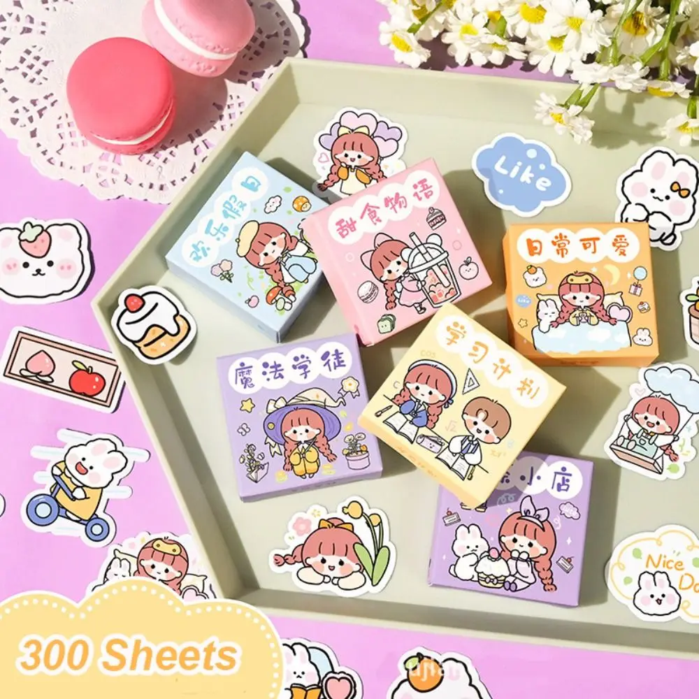 

300 Sheets/set Creative Waterproof Laptop Decoration Cartoon Scrapbooking Stickers DIY Material Sticker Book