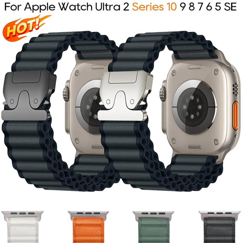 Фото Нейлоновый альпийский ремешок для Apple Watch Band 46 мм 49 мм 45 мм 44 мм 42 мм Браслет на запястье для IWatch Ultra 2 Series 10 9 7 8 6 5 4 Correa №1