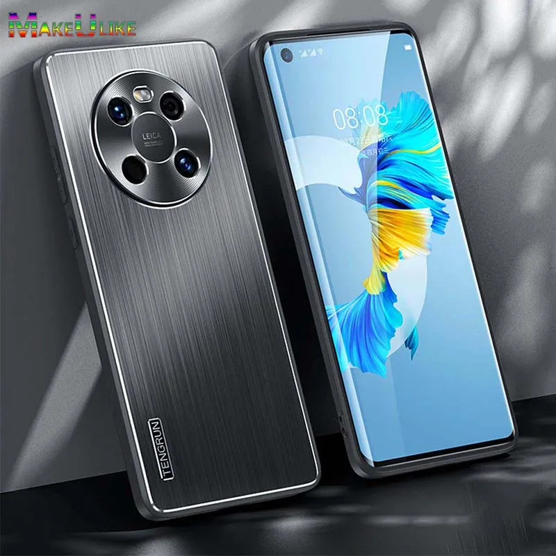 

Brushed Metal Case for Huawei Mate 40 Pro Case Silicone Bumper Shock Proof Protect Cover for Mate 50 40 30 Pro 40Pro Mate40 Case