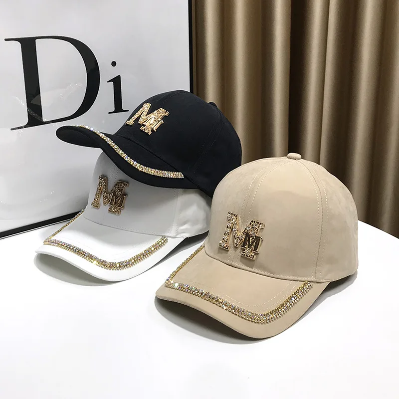 

Fashion Designer Baseball Cap Hats for Women Hats Outdoor Double M Rhinestone SunHat Hip Hop Visors Kpop Gorras Dropshipping