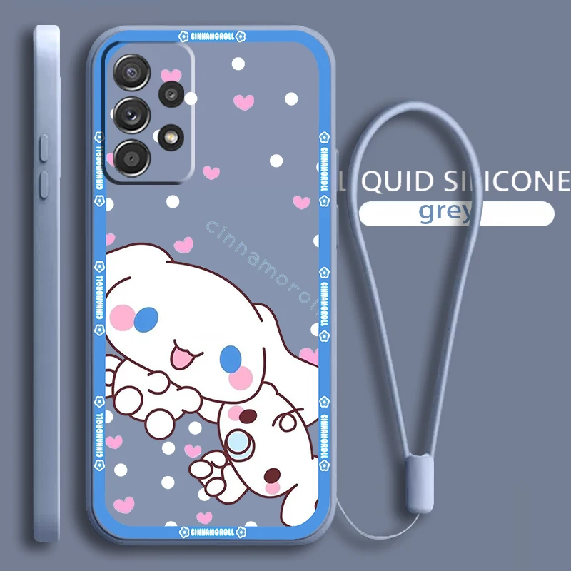 

Cinnamoroll Cute For Samsung Galaxy A73 A54 A34 A53 A33 A52 A32 A22 A71 A51 A21S A03S 4G 5G Liquid Rope Phone Case Coque Capa