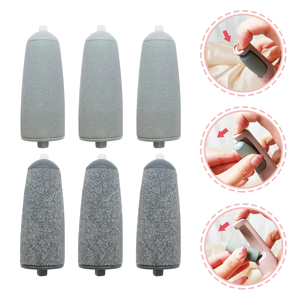 

6 Pcs Foot Grinder Replacement Head Nail Tool Pedicure Supplies File Heads Callus Removers Quartz Sand Roller Cleaning