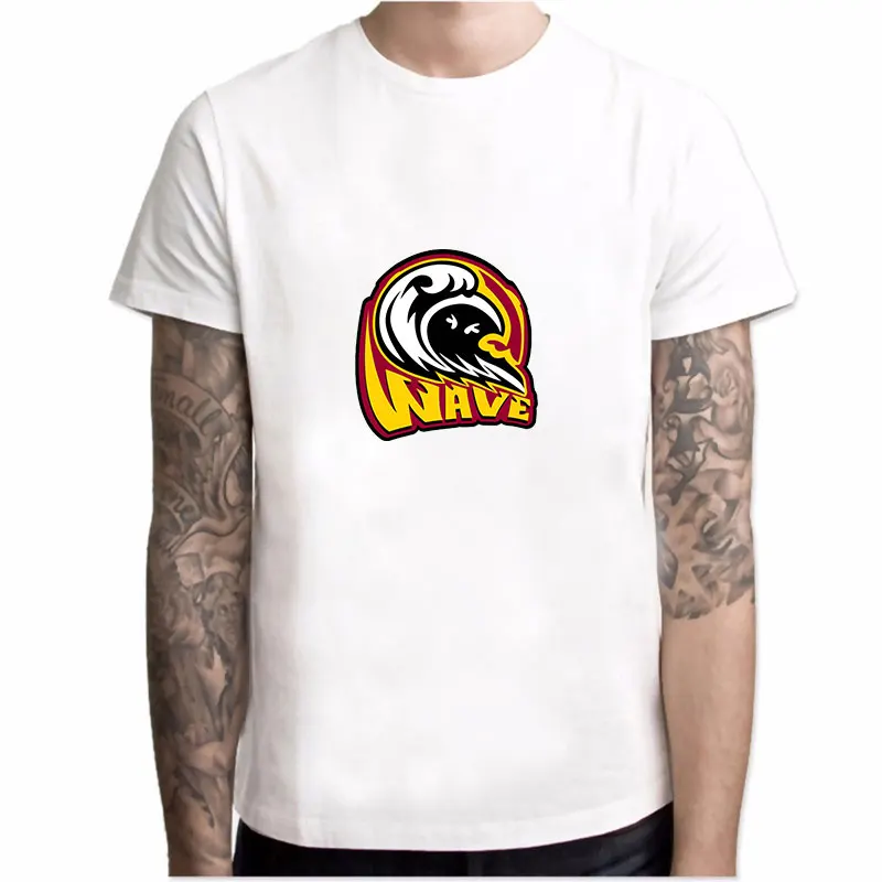 

Футболка мужская с круглым вырезом, повседневный свитшот с принтом волн, в стиле Харадзюку, лето
