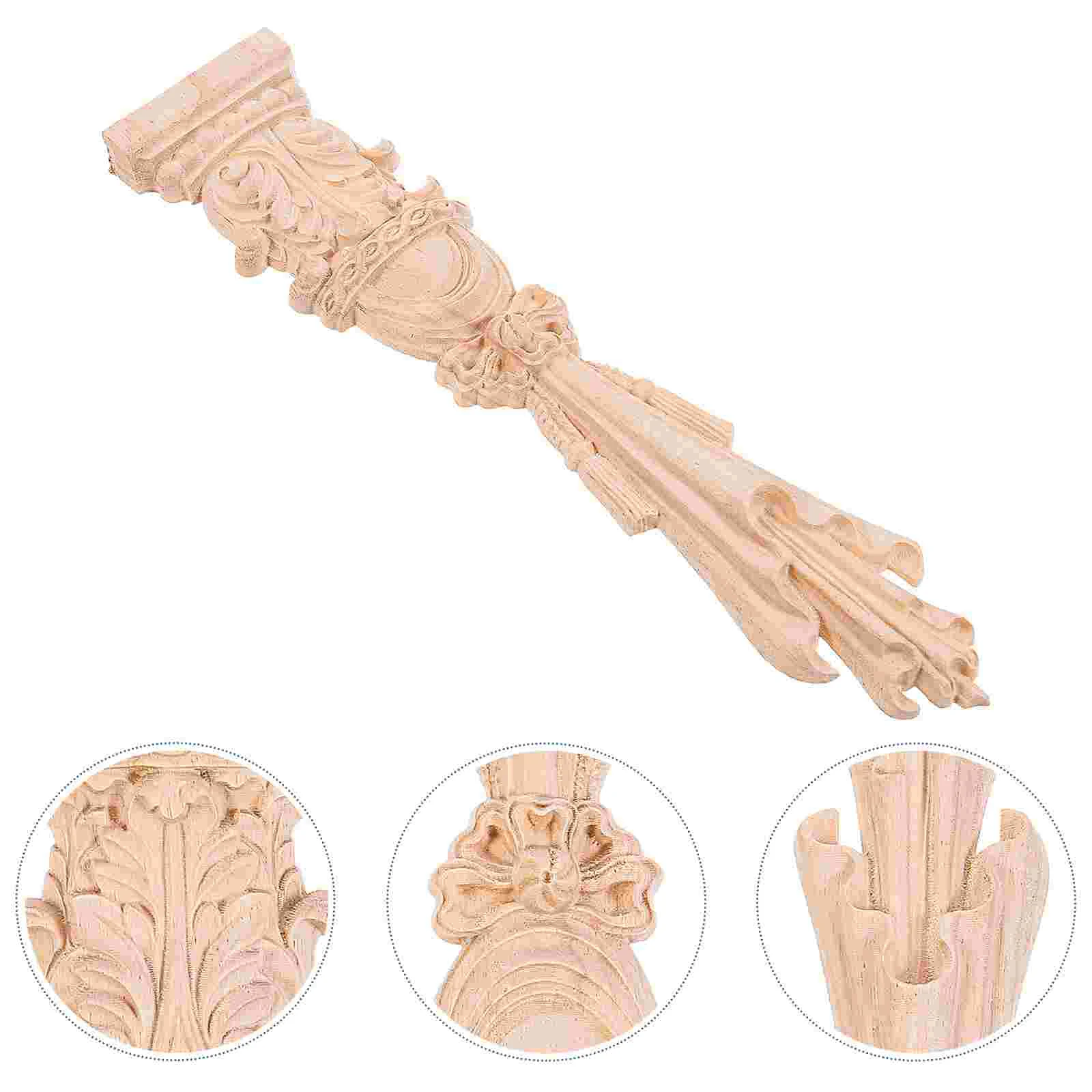 

2 Pcs Wood Applique Furniture Vintage Home Decor Appliques European Stand Doors Roman Column Wooden Decals