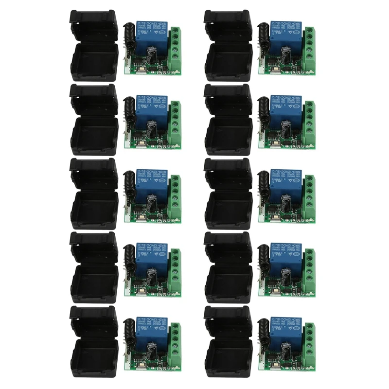 

10X DC 12V 1CH 433Mhz Universal Wireless Remote Control Switch RF Relay Receiver 433 Mhz Transmitter Button Module DIY Retail