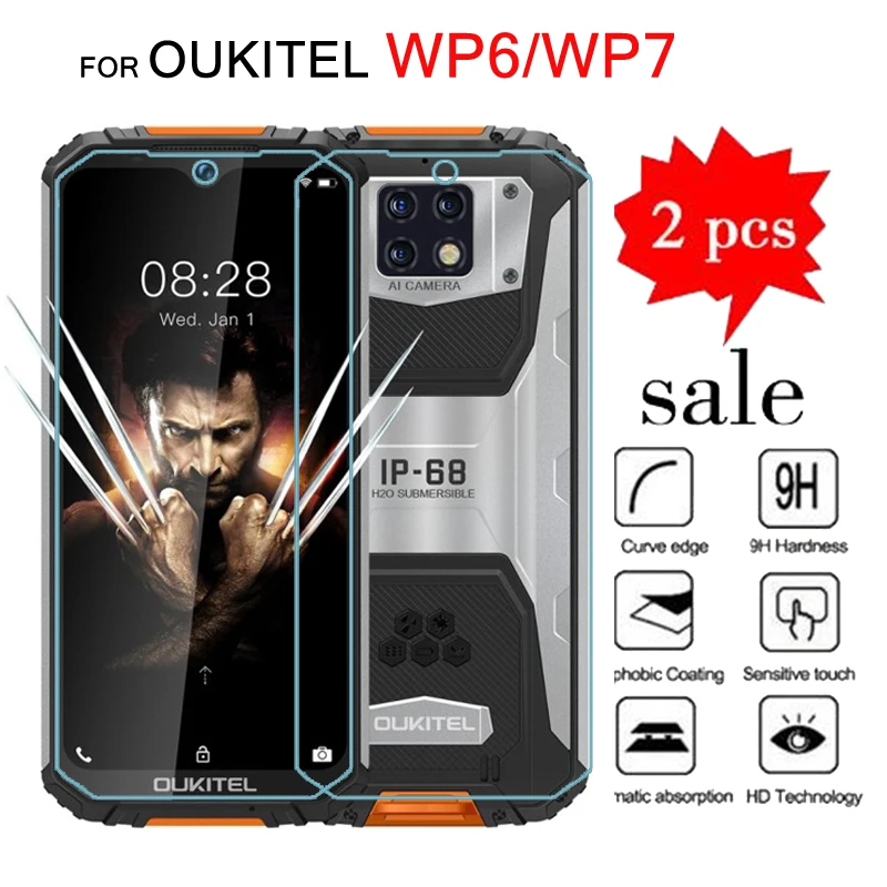 Закаленное стекло 9H 2.5D для Oukitel WP7 WP6, Защитная пленка для переднего экрана смартфона, устойчивая к царапинам ЖК-пленка, 2-1 шт.