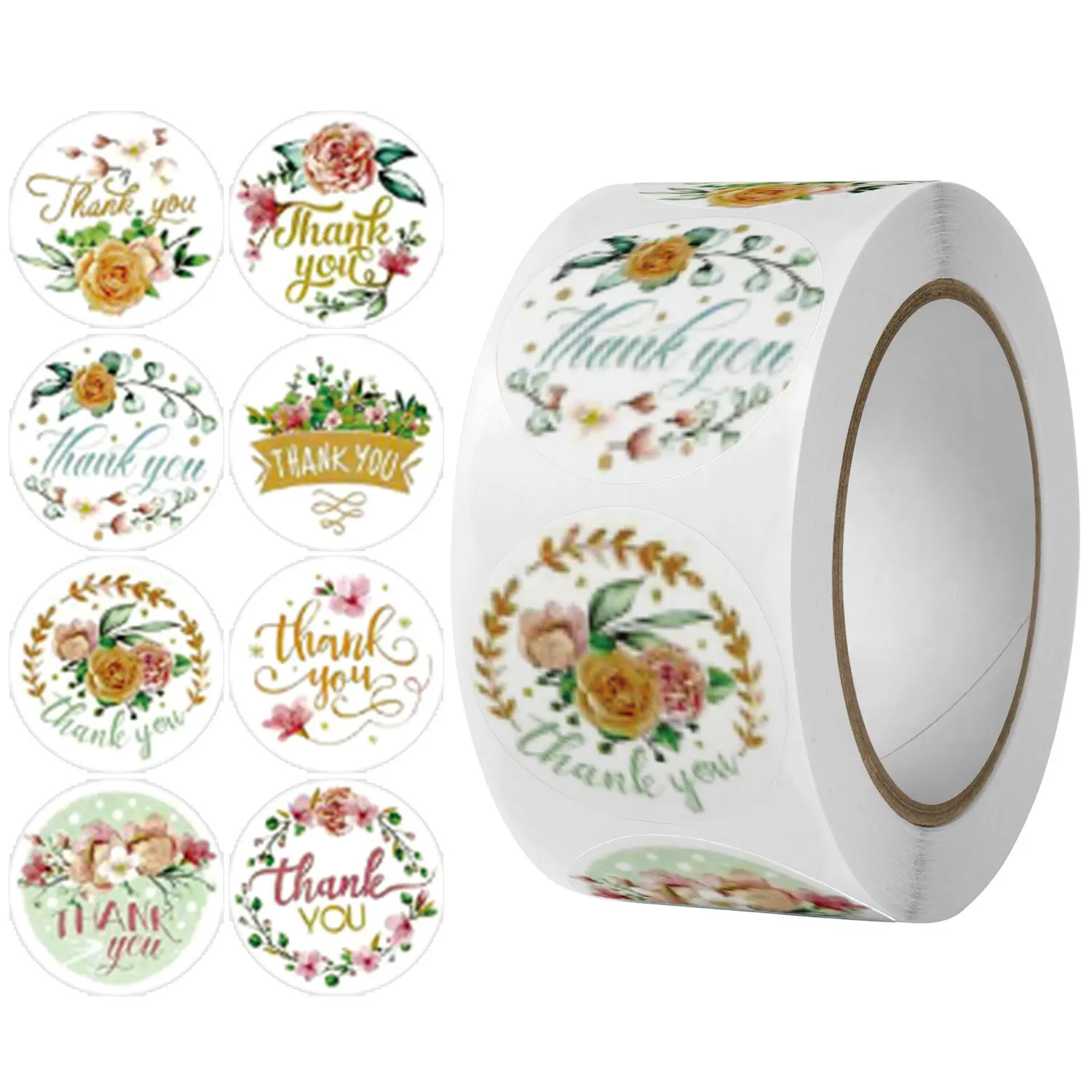 

UU Gift 50/100/300/500 Pieces of Thank You Sticker Flowers Plants Seal Label Scrapbook Reward Kids Sticker