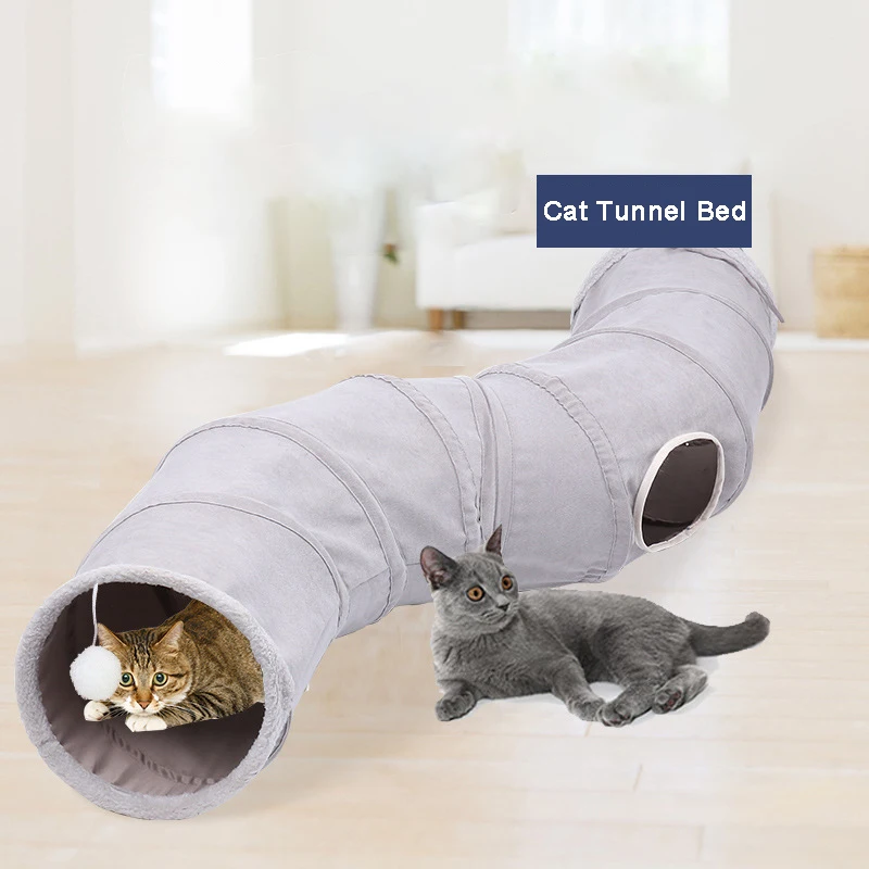 

Pet S-shaped Cat Tunnel Suede Toy Folding Cat Toy Interactive Big Cat and Kitten Toys Pet Supplies