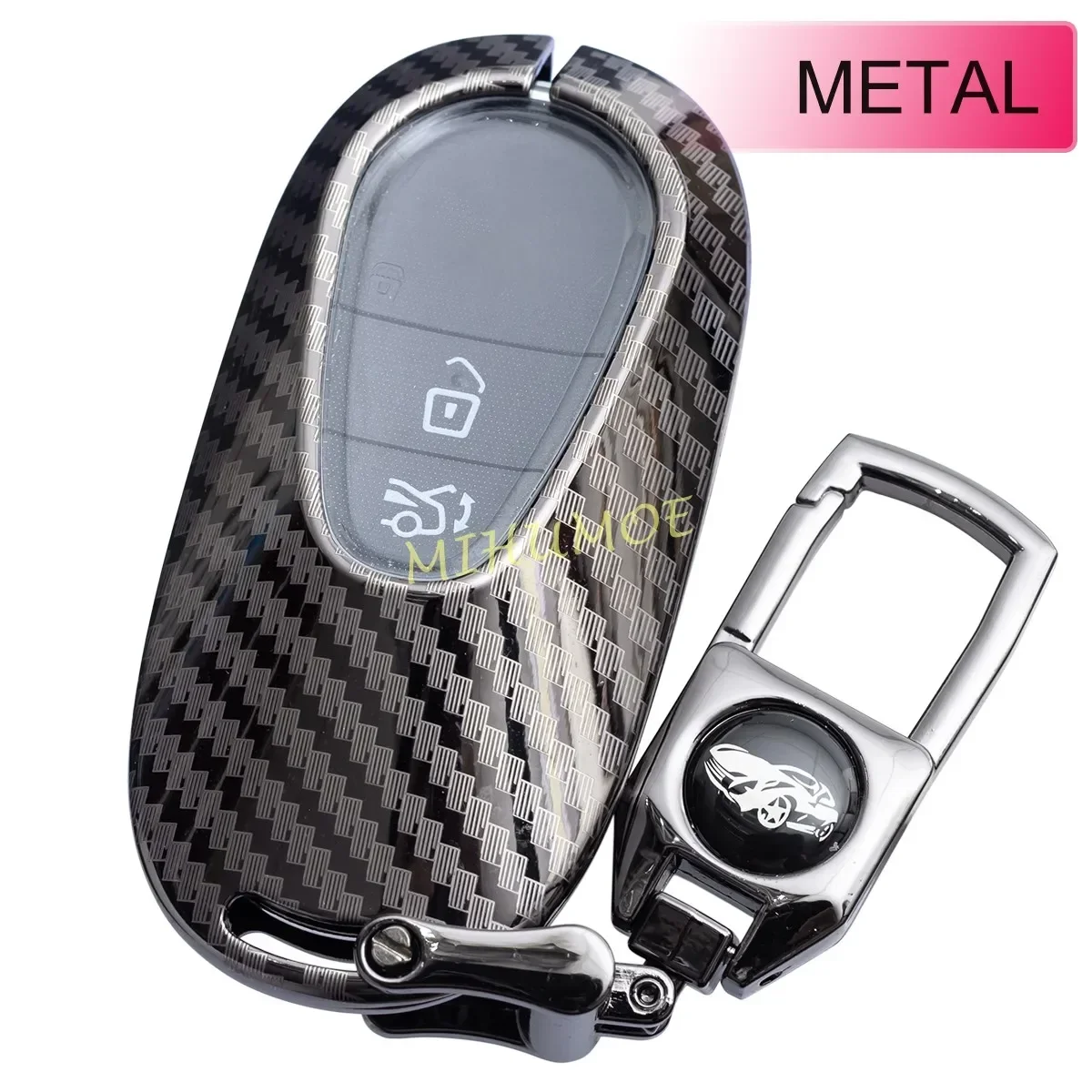 

Для 2022-2025 Mercedes Benz C E S GLC EQE EQS Class W206 S206 W223 X254 Металлический брелок для ключей Чехол-цепочка Аксессуары из углеродного волокна