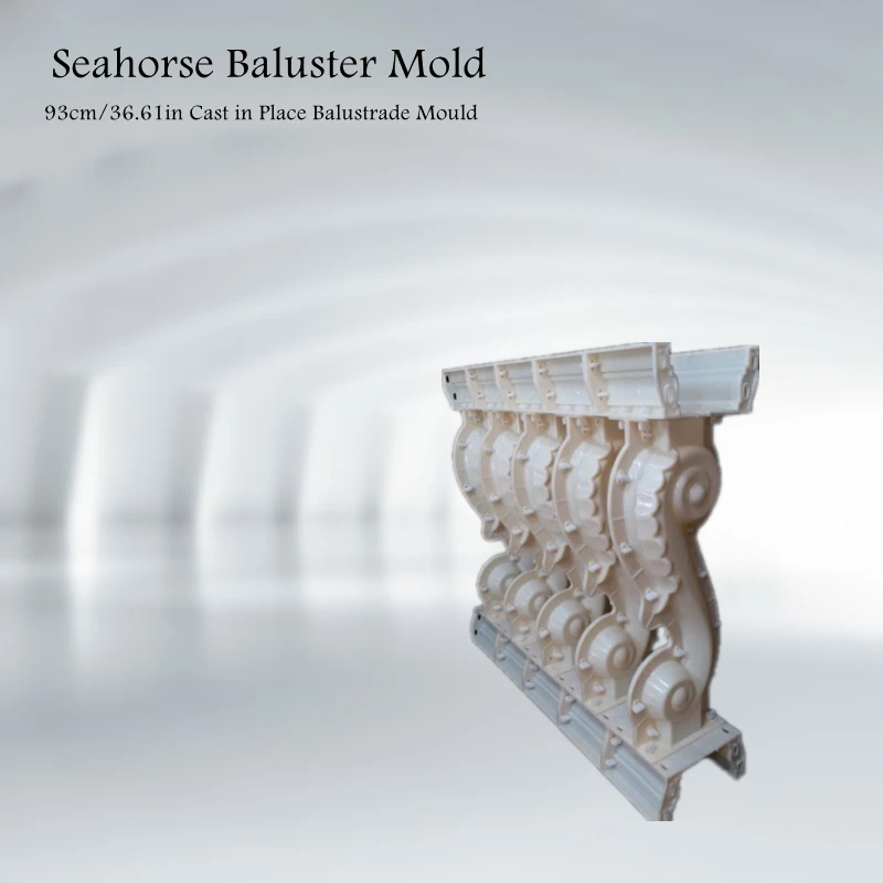 Molde de balaustrada de caballito de mar de 93cm/36.61in, molde de balaustrada de hormigón con riel, para paisaje de jardinería, hogar y balcón