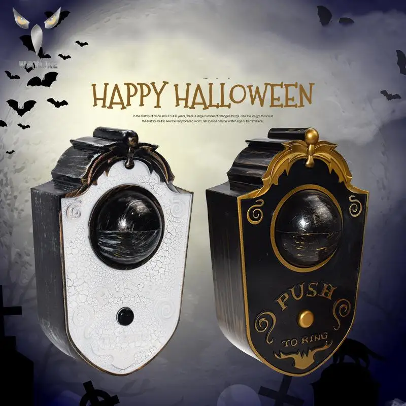 Halloween Decoration One Eyed Doorbell Haunted Horror Props Glowing Hanging Piece Door Hanging Doorbell Eyeball Bell Decor