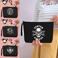cosmetic bags cases clutch toiletry organizer women zipper makeup pouch party wedding bag pencil case purse skull series