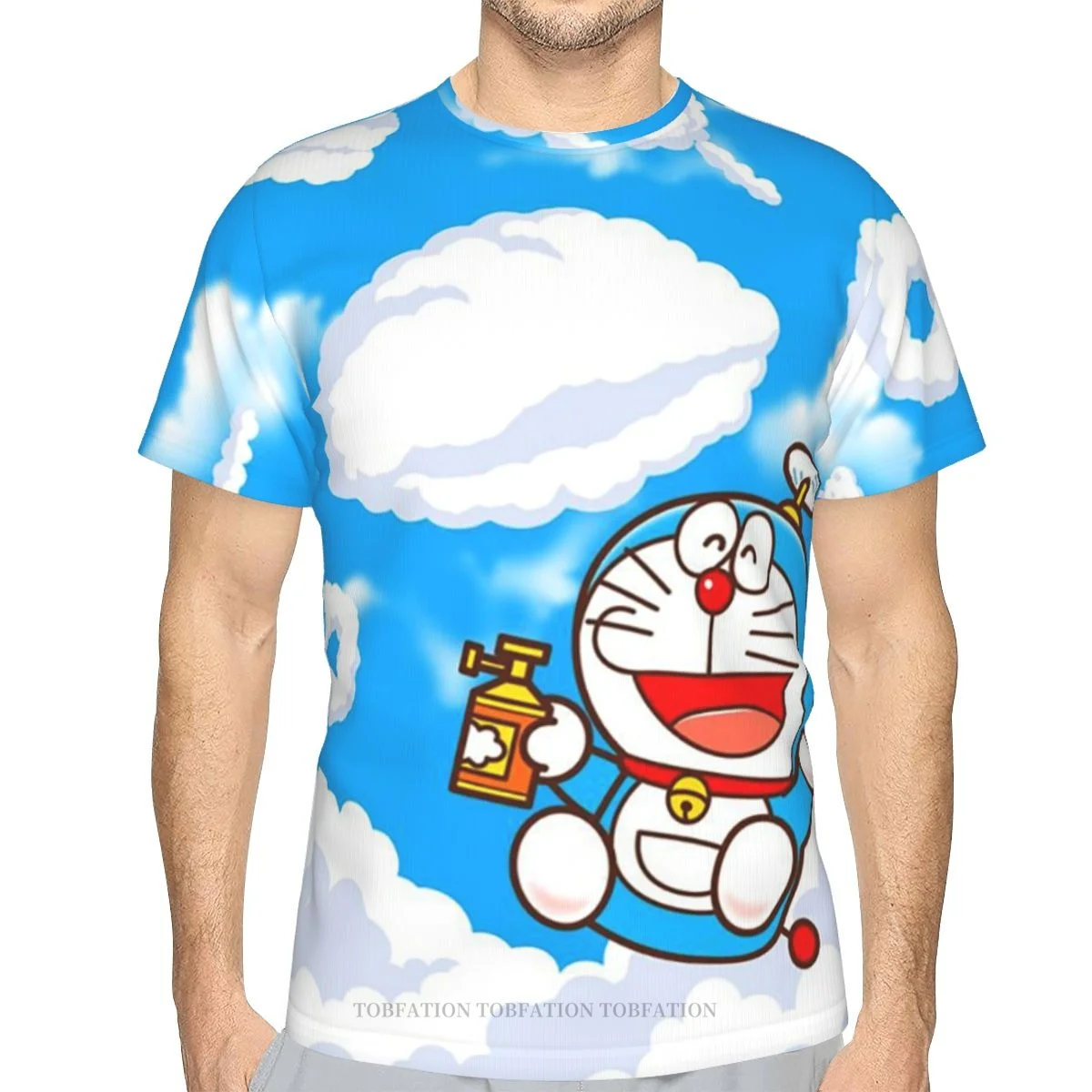 

Cloud Doraemon Robot Cat 3D Print Polyester T-shirt Men Women Gym Short Sleeve TShirt Harajuku Streetwear Oversized Tops