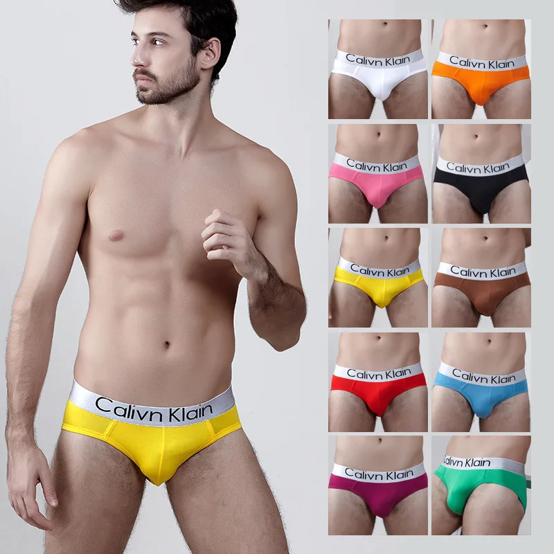 

Calivn Klain Letter Men's Briefs Solid Color Low-waisted Men's Underwear Spring Autumn Pure Cotton Ventilation Men's Shorts