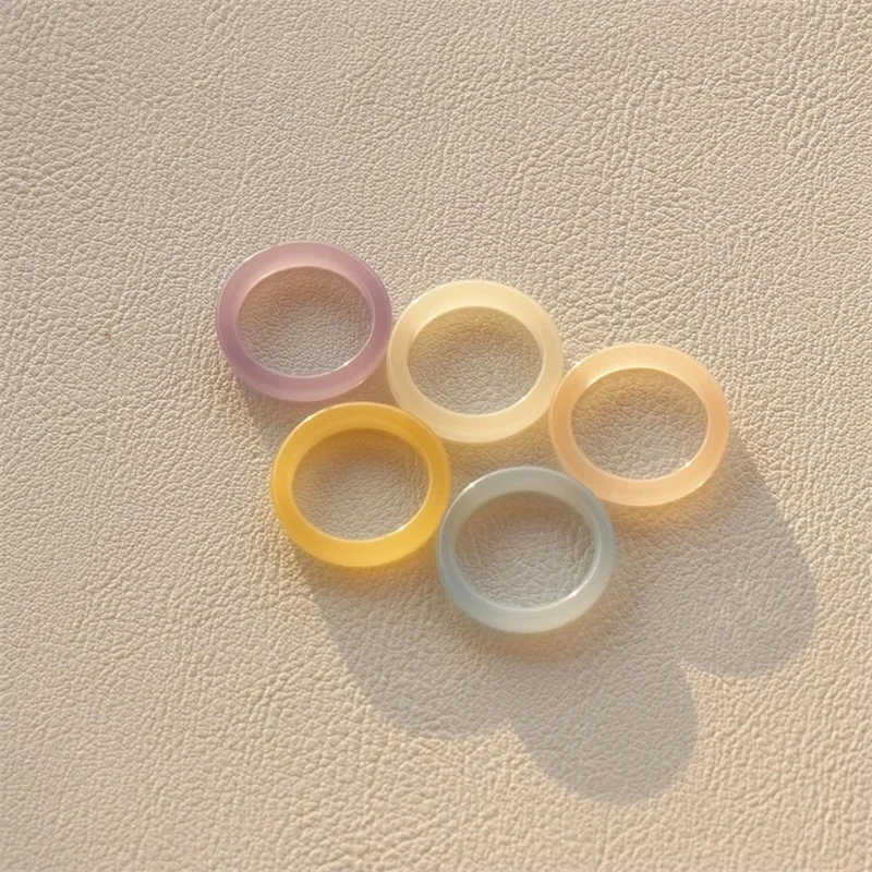 

5pcs Set 2023 New Korean Vintage Resin Geometric Colorful Round Rings For Women Girls Simple Jewelry Gifts Anillos Mujer