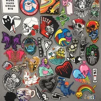 clothing stickers embroidery patch clothing thermoadhesive patches text stickers for clothes skull punk and cartoon