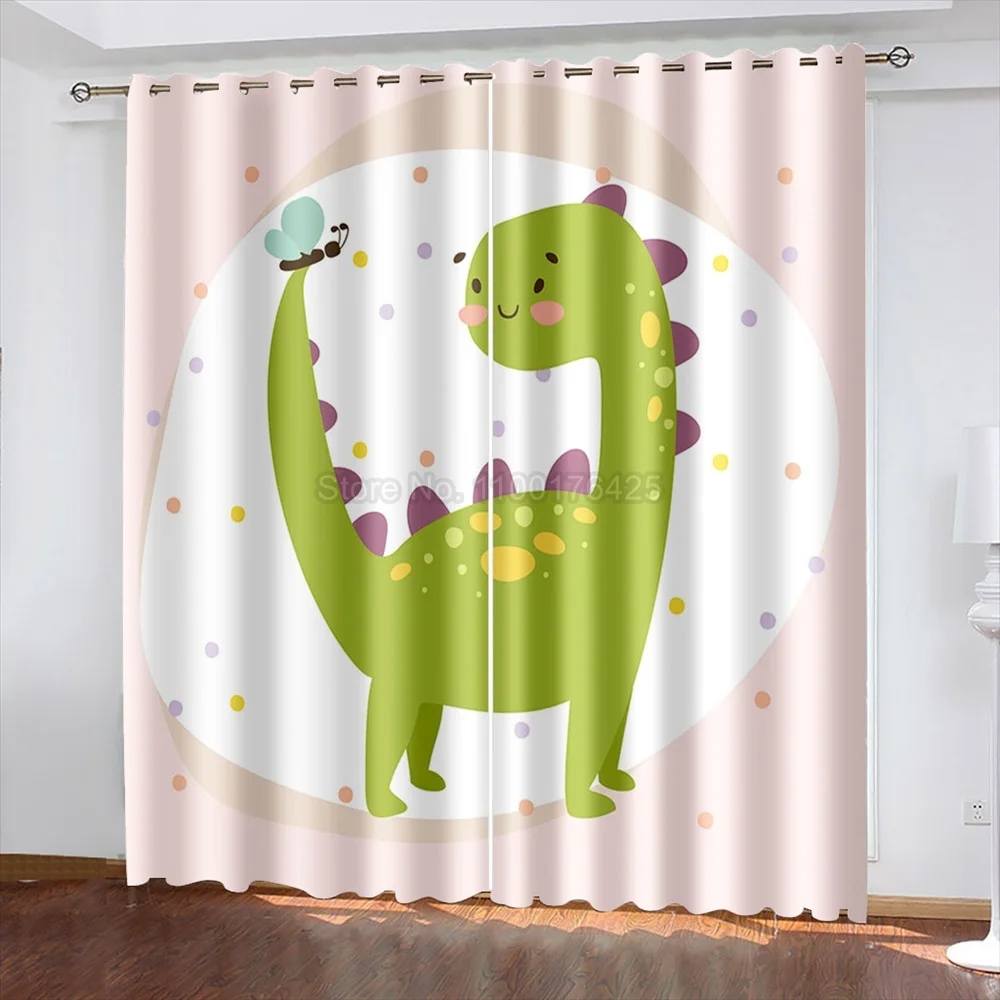 Светонепроницаемые шторы с 3D Цифровым принтом Мультяшные динозавры для спальни