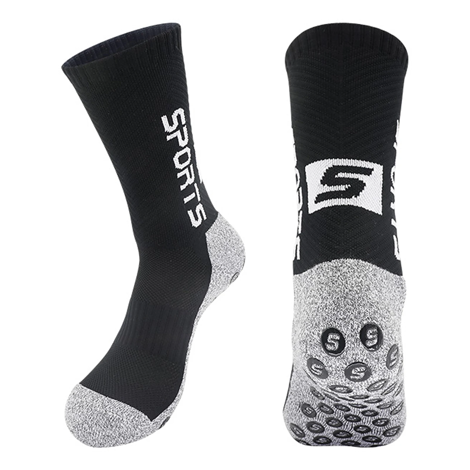 

Men Women Non Slip Socks Grip Pads Fitness Gym Football Yoga Soccer Gym Tube Socks Medium-length Socks