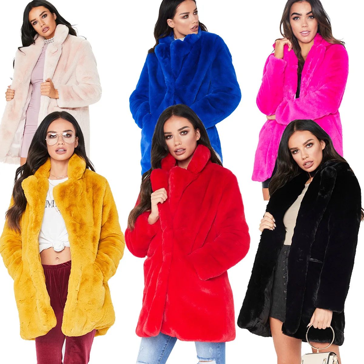 2022 Autumn Winter New Women's Mid-length Imitation Fur Loose Plus Size 4XL Fluffy Soft Rabbit Fur Coat with Free Shipping