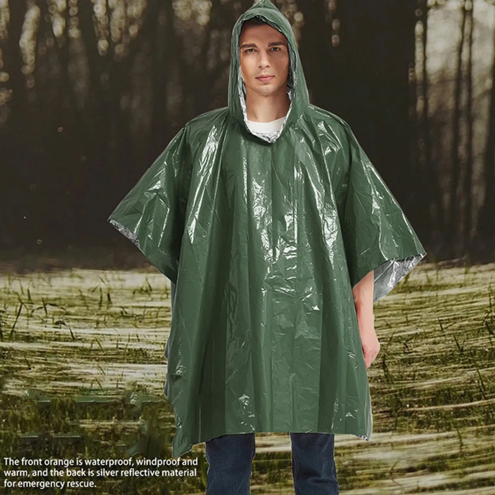 

1PC Emergency Raincoat Aluminum Film Disposable Poncho Cold Insulation Rainwear Blankets Survival Tool Camping Equipment