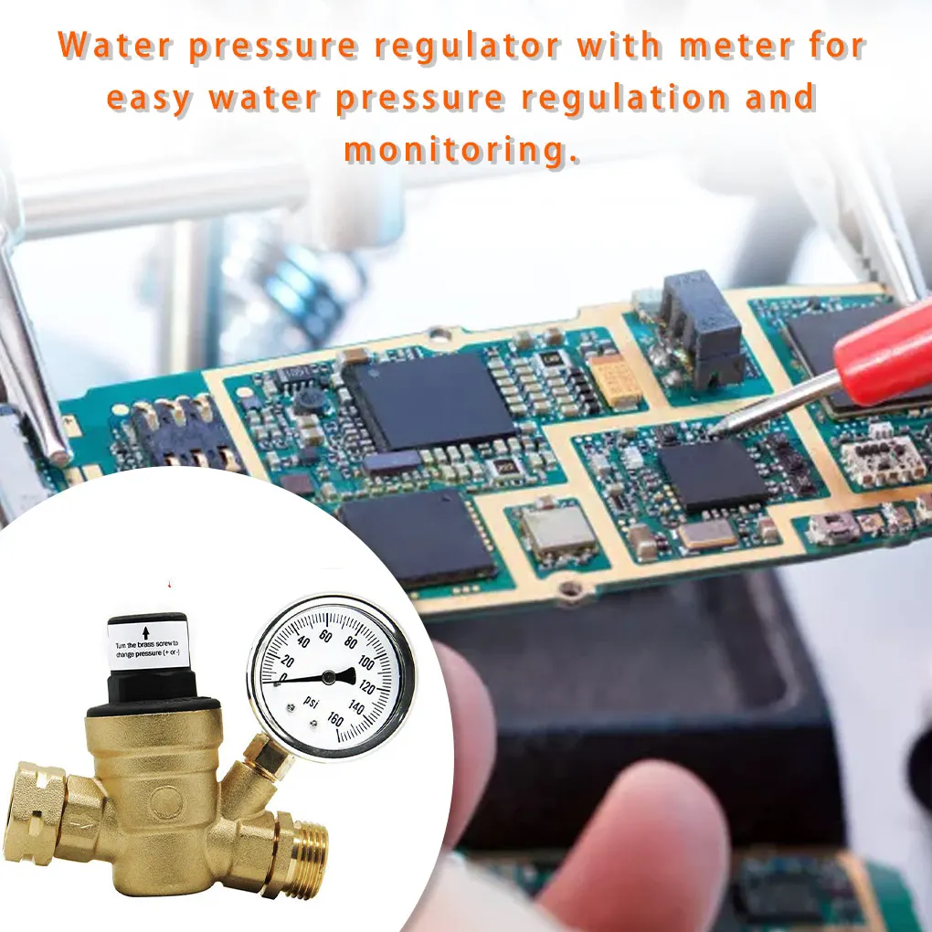 

Water Pressure Regulator with Gauge Adjustable Reducer Valve Automotive