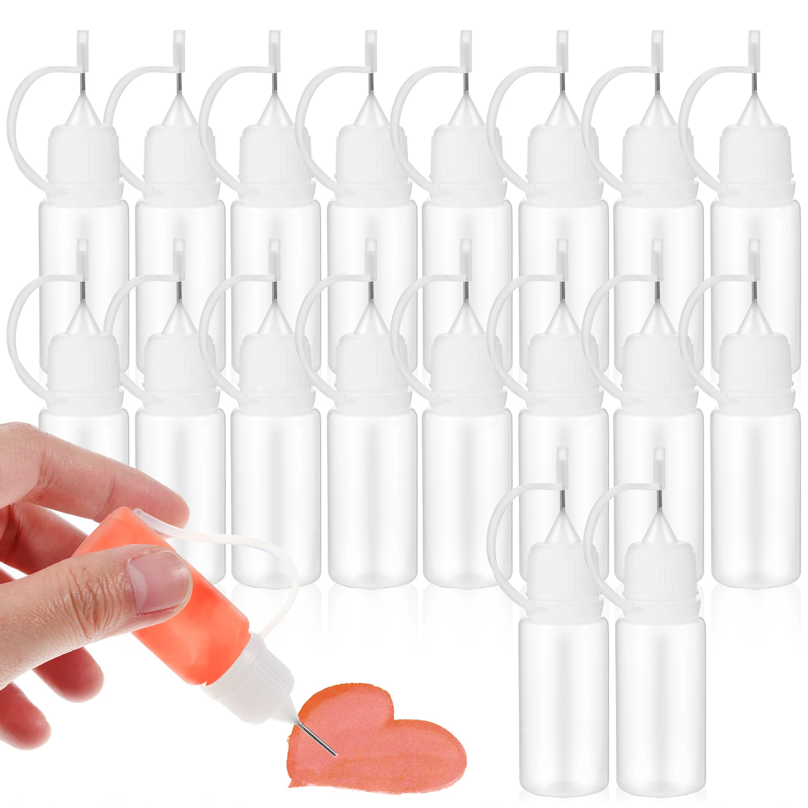 

20 Pcs Plastic Containers Bottle Glue Empty Bottles Dispenser Applicator Translucent Needle Quilling Tool