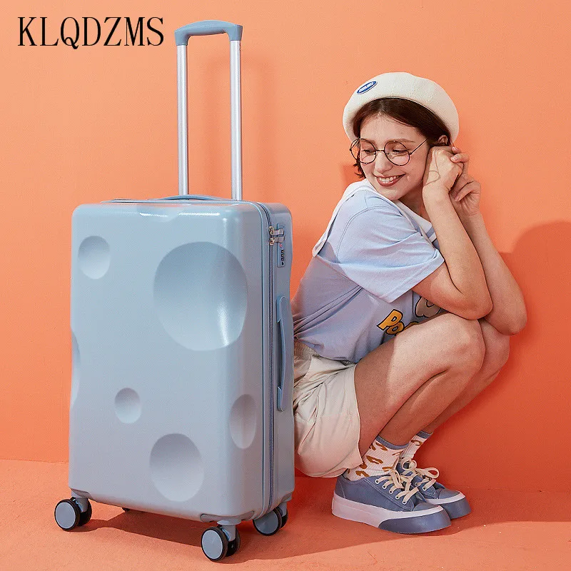 KLQDZMS High Quality Simple Solid Colour Trolley Luggage Fashionable 20 Inch Boarding Case Dumbbell Universal Wheel Suitcase