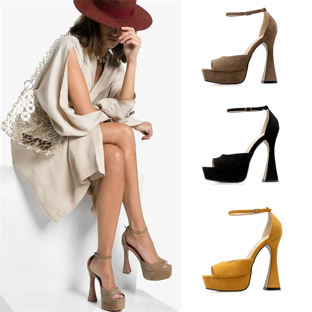

2022 Fashion Women's Shoes Open Toe PVC Sheer Heel Wedge Heel Pumps Sandals Summes Cross Strap Heels Sexy Fish Mouth Open-toed