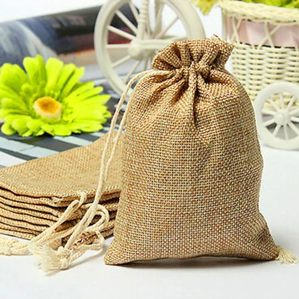 

5Pcs Wedding Decoration Linen Gift Drawstring Bag Travel Package Cosmetic Coin Storage Purses Pouch