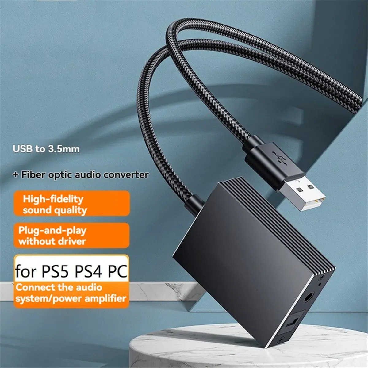 Фото xin828 USB-оптический SPDIF Toslink и 3.5 мм аудиоадаптер-конвертер для телевизора, ПК, ноутбука, смартфона и подключения к колонкам. №4