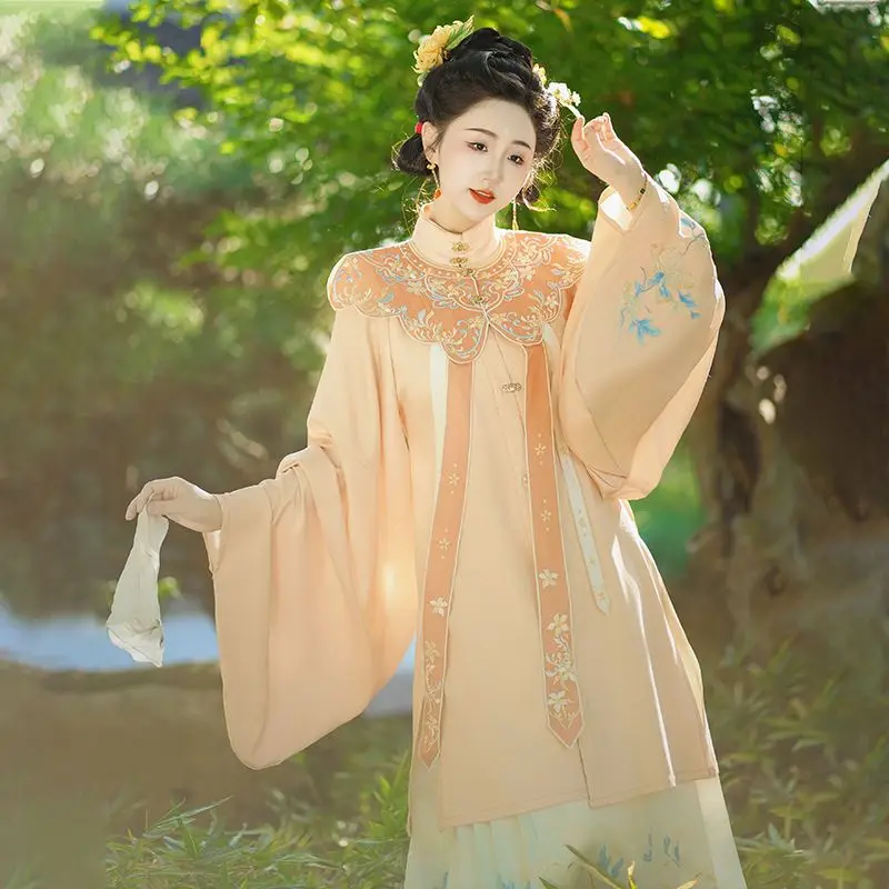 Оригинальная китайская династия Мин Женская юбка ханьфу с лошадью вышивкой в